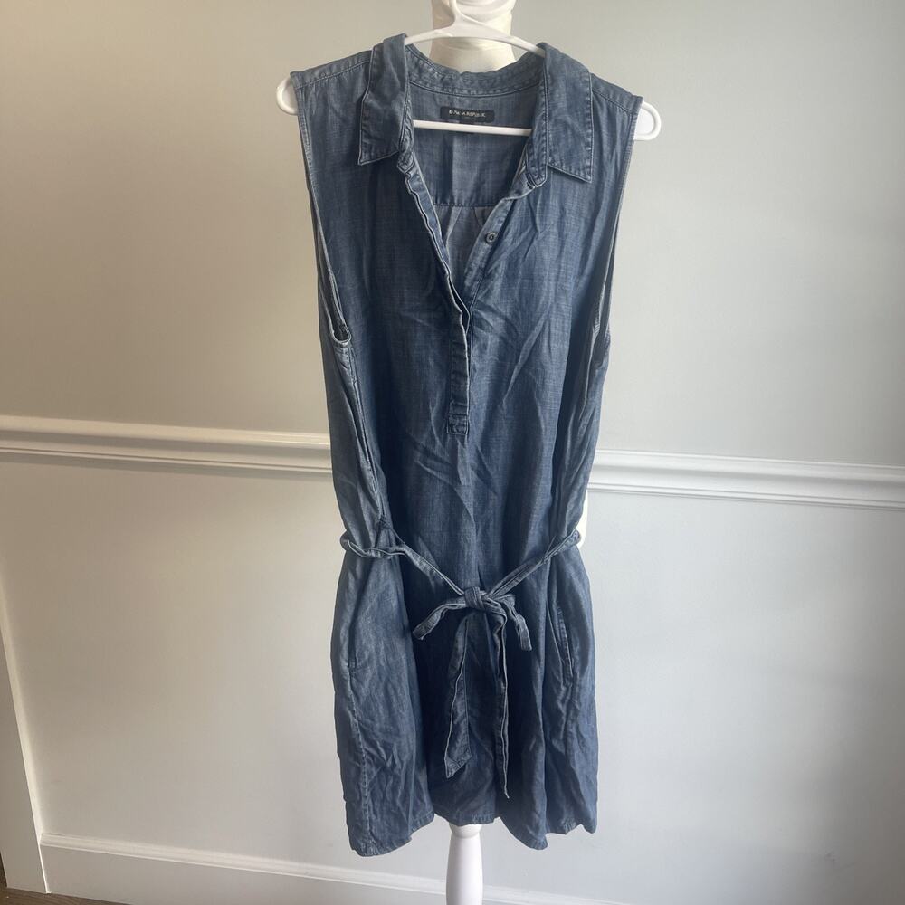 Banana Republic Blue Chambrey Dress Collared Lyocell Lightweight Collar Preppy
